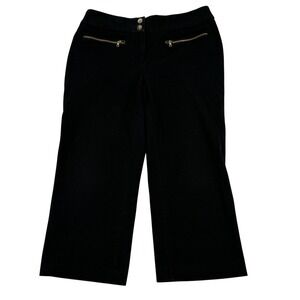 Alfani Pants 4 Black Cropped Capri Stretch Zip Pocket Career Office Minimalist